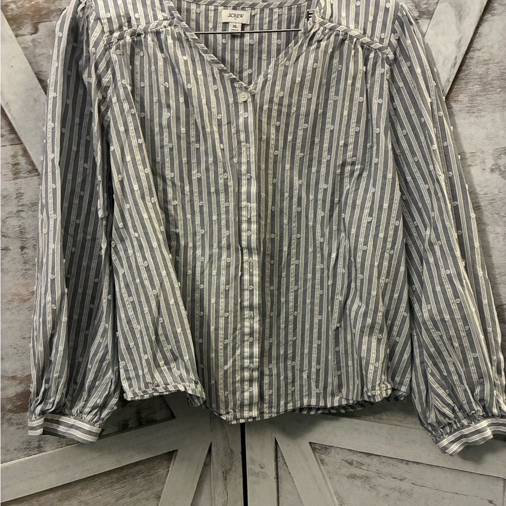 J. Crew Blue and White Striped Blouse